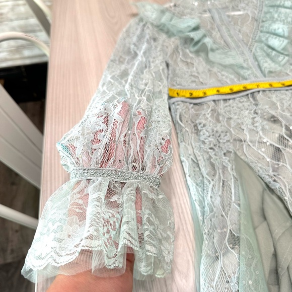 NWOT Gorgeous Vintage Lace Sequin Mesh Ruffle Patchwork Tulle Dress - Picture 6 of 8